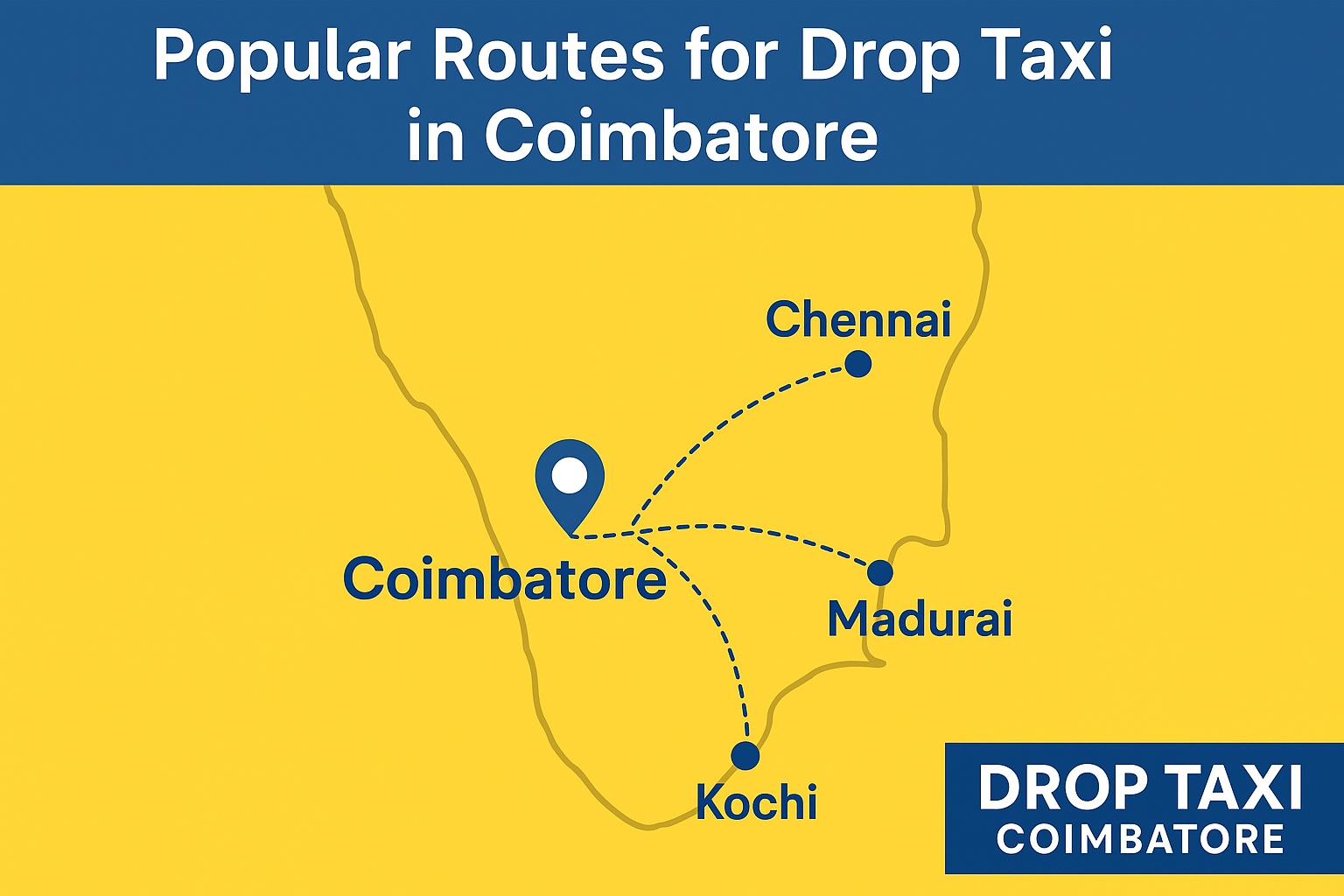 Popular Routes for Drop Taxi in Coimbatore